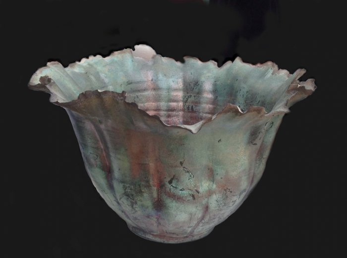 Ceramic Bowl Raku Feather Pot
