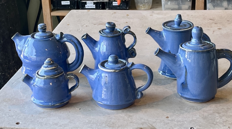 Gas Fired Blue Teapots